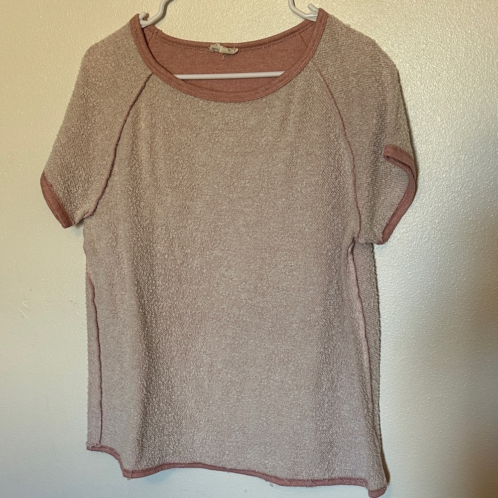 1.4.3. Story by Line Up Short Sleeve Top - Pink and Beige